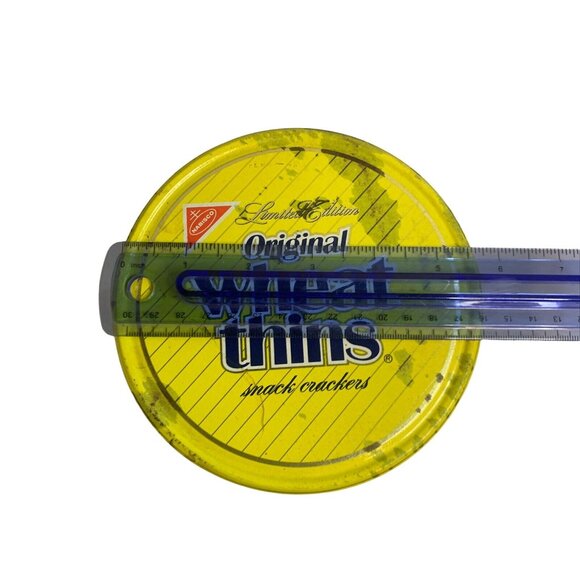 1987 Nabisco Wheat Thins Limited Edition Yellow Tin 13oz Vintage Snack Can Empty - Picture 8 of 9